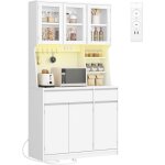 Armoires cuisine, buffet, haut vaisselier avec prises �lectriques led, avec plans de travail et deux ...