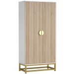 Armoire de cuisine design 2 portes effet claustra bois - 12 tagres de porte + 4 tagres internes - ...