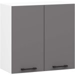 Armoires de cuisine haute akord w60 oliwia blanc 60 cm 2 portes fa�ade gris graphite 2 �tag�res 60x30x58 ...