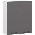 Armoires de cuisine haute akord w60 oliwia h720 blanc 60 cm 2 portes fa�ade gris graphite 2 �tag�res ...