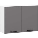 Armoires de cuisine haute akord w80 oliwia blanc 80 cm 2 portes faade gris graphite 2 tagres 80x30x58 ...
