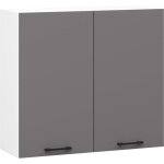 Armoires de cuisine haute akord w80 oliwia h720 blanc 80 cm 2 portes faade gris graphite 2 tagres ...