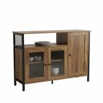 Armoire de cuisine relaxdays avec portes vitr�es, h x l x p : 75 x 110 x 33 cm, buffet cuisine, en bois, ...