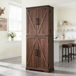 Armoire de cuisine style campagnard, colonne de cuisine 183 cm avec portes coulissantes de grange, 1 ...