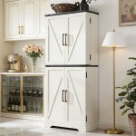 Armoire de cuisine style campagnard, colonne de cuisine 183 cm avec portes coulissantes de grange, 1 ...