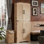 Armoire de cuisine style campagnard, colonne de cuisine 183 cm avec portes coulissantes de grange, 1 ...