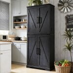 Armoire de cuisine style campagnard, colonne de cuisine 183 cm avec portes coulissantes de grange, 1 ...