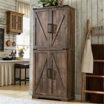Armoire de cuisine style campagnard, colonne de cuisine 183 cm avec portes coulissantes de grange, 1 ...