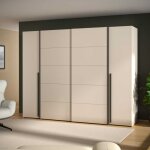 Armoire - d�cor sable - 2 portes battantes + 2 portes coulissantes - l270 x p61 x h210cm - narago