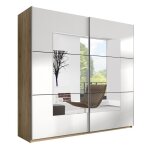 Armoire design 2 portes 220cm couleur ch�ne clair et blanc. collection eos