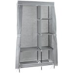 Armoire double en tissu avec rideaux coulissants blanc / gris 90x43x168cm o91 Armoire double en tissu avec rideaux coulissants blanc / gris 90x43x168cm o91