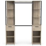 Armoire dressing 2 colonnes 2 tiroirs couleur ch�ne / noir mat - largeur 159, 8 x profondeur 49, 5 x ...