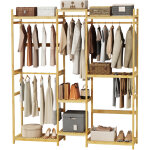 Armoire dressing en bamboo 177 x 41. 5 x 196cm naturel portant � v�tements penderie ouverte chambre grand ...