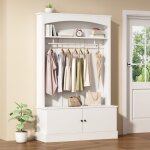 Armoire d'entr�e, porte - manteau avec banc � chaussures, meuble de rangement multifonction, avec �tag�res ...