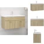 Armoire d'évier avec lavabo intégré chêne sonoma aggloméré - meuble de salle de bain - meuble vasque ... Armoire d'évier avec lavabo intégré chêne sonoma aggloméré - meuble de salle de bain - meuble vasque ...