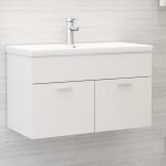Armoire d'évier avec lavabo - meuble de salle de bain intégré blanc aggloméré 974521 Armoire d'évier avec lavabo - meuble de salle de bain intégré blanc aggloméré 974521