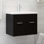 Armoire d'vier avec lavabo - meuble de salle de bain intgr noir agglomr 935105