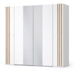 Armoire florence ? blanc et chne ? 2 portes coulissantes + 2 battantes ? l218 cm ? 10 tagres