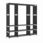Armoire garde - robe en tissu tagre camping 9 tagres barres de penderie couleur: noir
