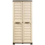 Armoire haute de rangement ext�rieure / int�rieure - 76 x 46 x h 168 cm - beige et taupe - livraison ...