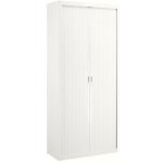 Sans marque - armoire haute à rideaux démontables 220 x 100 cm - portes blanches - maxiburo Sans marque - armoire haute à rideaux démontables 220 x 100 cm - portes blanches - maxiburo
