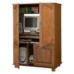 Beaux meubles pas chers - armoire informatique chne 4 portes 7 niches l 97 h 141 p 54 cm
