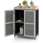 Costway - armoire de jardin à 2 Étagères et plateau en métal plaqué, cabane de rangement en bois de sapin ... Costway - armoire de jardin à 2 Étagères et plateau en métal plaqué, cabane de rangement en bois de sapin ...