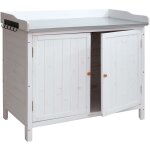 Hhg - jamais utilis] armoire de jardin avec plan de travail 095 outdoor sapin bois mvg 86x99x56cm, blanc ...