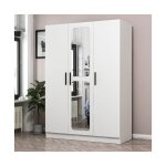 Azura home design - armoire kale blanc avec miroir 135x52x190 cm