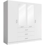 Armoire kalista 200 cm blanc mat ? 4 portes battantes, 2 miroirs, 3 tiroirs Armoire kalista 200 cm blanc mat ? 4 portes battantes, 2 miroirs, 3 tiroirs
