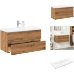 Vidaxl ? meuble double vasque ch�ne artisanal avec vasque c�ramique ? 90 x 38, 5 x 45 cm ? espace de ...