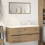 Vidaxl ? armoire lavabo ch�ne artisanal 100x38, 5x45 cm ? bois d'ing�nierie r�sistant � l'humidit� ? ...