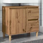 Armoire lavabo - meuble de salle de bain ch�ne artisanal 65x33x60 cm bois d'ing�nierie 634786
