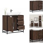 Armoire de lavabo de salle de bain chne marron 65x33x60 cm - armoire lavabo de salle de bain - armoires ...