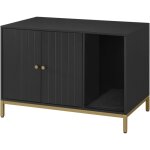 Armoire  litire pour chat avec tapis griffoir et pieds hauts pour chat table d'appoint 80 x 50 x 55 ...