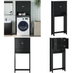 Armoire pour machine � laver berg noir bois massif - meuble de salle de bain - armoire pour machine � ...