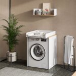 Armoire machine � laver viktor, blanc / artisan, 68x88. 2cm 2 pi�ces avec matelas � langer, vicco