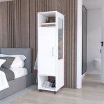 Tuhome concept - armoire en m�lamine kronospan avec une porte, deux �tag�res, barre de penderie et miroir ...