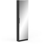 Armoire meuble � chaussures 14 paires avec miroir couleur noir - largeur 50 x profondeur 20 x hauteur ...