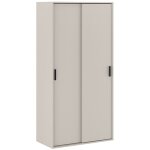 Armoire, meuble de rangement avec 2 portes coulissantes coloris beige - longueur 100 x profondeur 49, ...