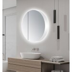 Armoire miroir avec Éclairage talos silver style Ø80 cm - armoire de salle de bain avec 2 tablettes - ... Armoire miroir avec Éclairage talos silver style Ø80 cm - armoire de salle de bain avec 2 tablettes - ...
