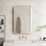 Armoire miroir rectangulaire avec pharmacie et cadre m�tal, �tag�res r�glables, multifonction sdb salon ...