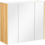 Armoire - miroir de salle de bain, coiffeuse avec miroir, 3 portes, 4 �tag�res r�glables, 68 x 22 x 60 ...
