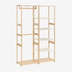 Armoire modulaire ouverte en bambou deneb 2 pices avec tagres et portant sklum naturel