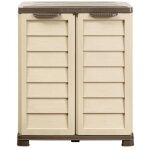 Armoire modulaire de rangement extrieure / intrieure - 76 x 46 x h 89 cm - beige et taupe - livraison ...