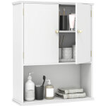 Armoire murale salle de bain, meuble wc suspendu avec 2 portes, �tag�re r�glable, compartiment ouvert, ...