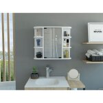 Tuhome concept - armoire murale de salle de bains mila, avec tagres et miroir snow white