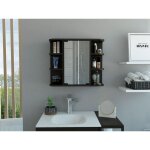 Tuhome concept - armoire murale de salle de bains milano, avec tagres et miroir