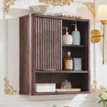 Armoire murale de salle de bain style flut� avec porte coulissante, armoire m�dicale moderne avec plateau ...