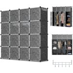 Swanew - armoire penderie tagre de rangement meuble systme d'tagres avec porte pour vtements chaussures ...
